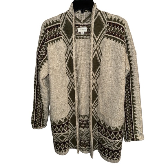 Lucky Brand Women Cardigan Sweater M ‎ Duster Long Sleeve Sweater Boho Shabby - Picture 1 of 9